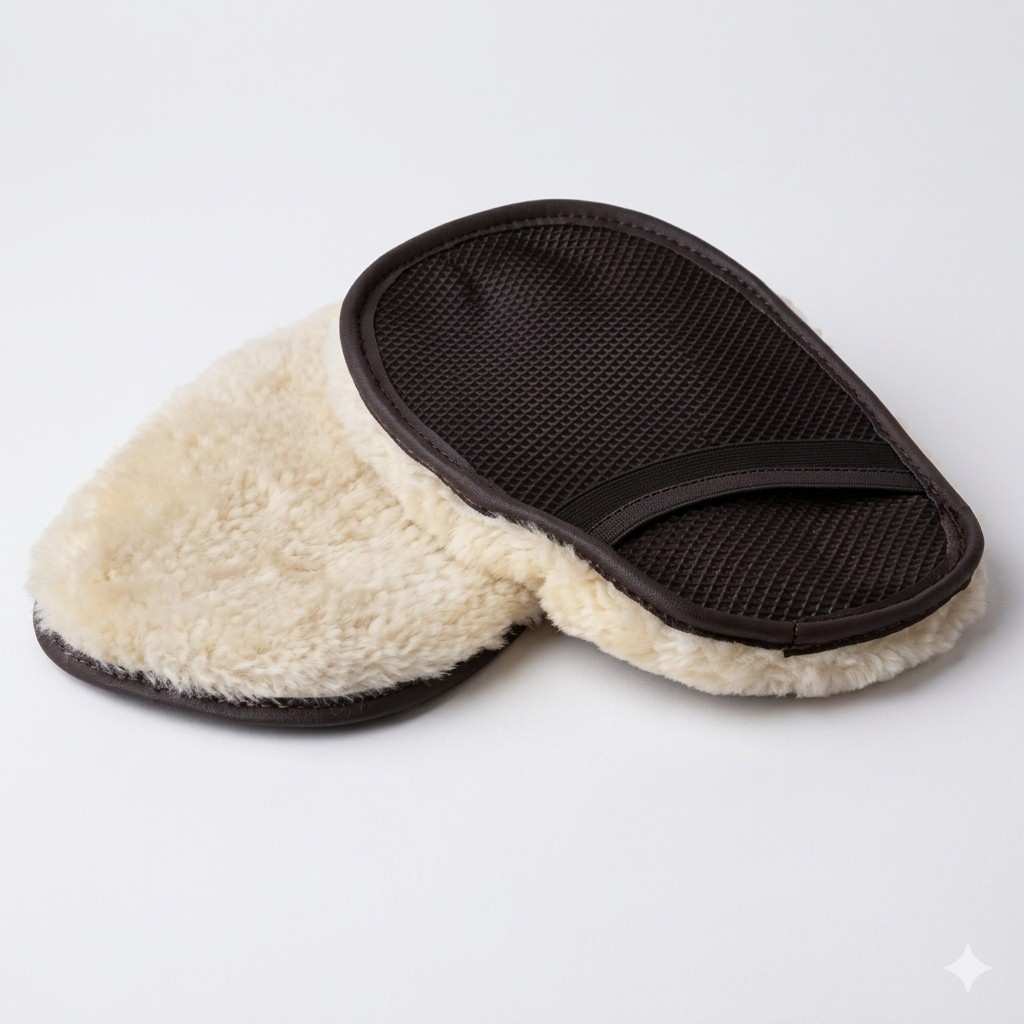 his is a dual-sided synthetic wool wash pad designed for scratch-free exterior cleaning and light scrubbing of stubborn road grime.